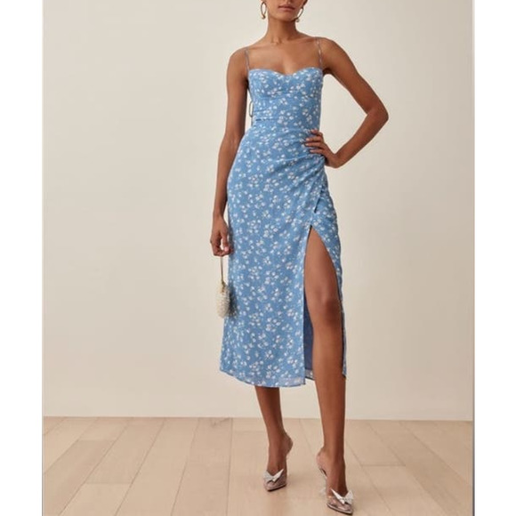 Reformation Dresses & Skirts - Reformation Kourtney Dress Blue Size 8